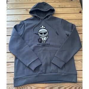 NWT $99 Karl Lagerfeld Hoodie Sweatshirt Size Large Men’s Gray Pullover